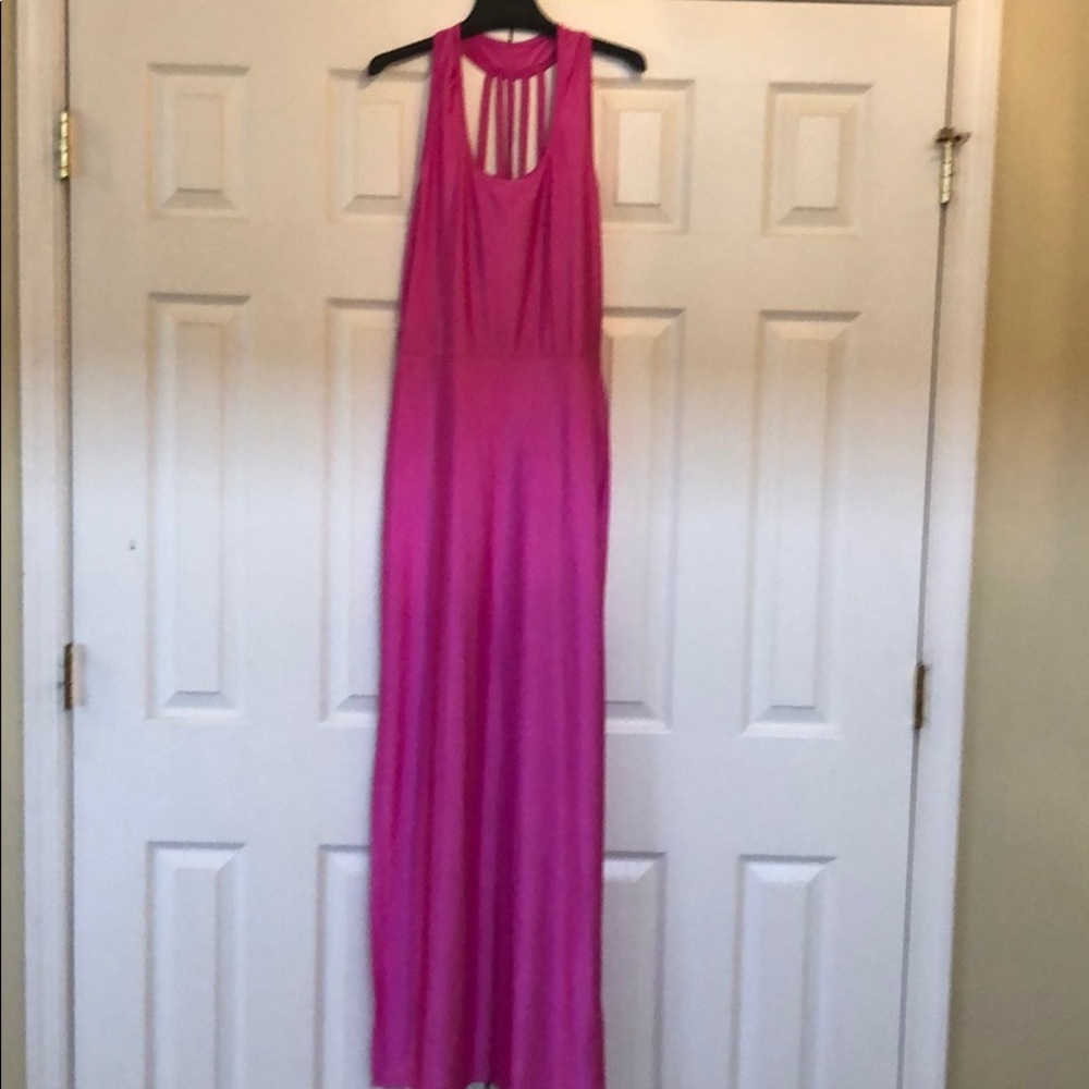 Pink Satin Maxi Dress